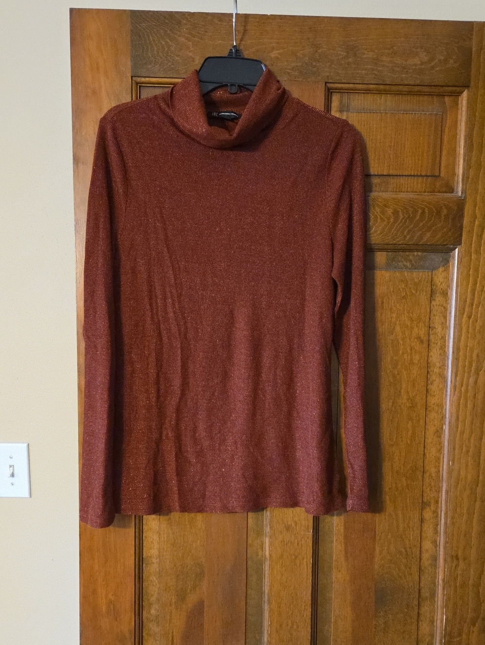 INC International Concepts Rust Metallic Turtleneck Sweater